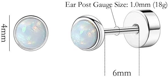 NEWITIN 16 Pairs Screw Back Earrings for Women Hypoallergenic Earring Surgical Steel Stud Earring Flat Back Cubic Zirconia Opal Moonstone Small Stud Earrings for Women