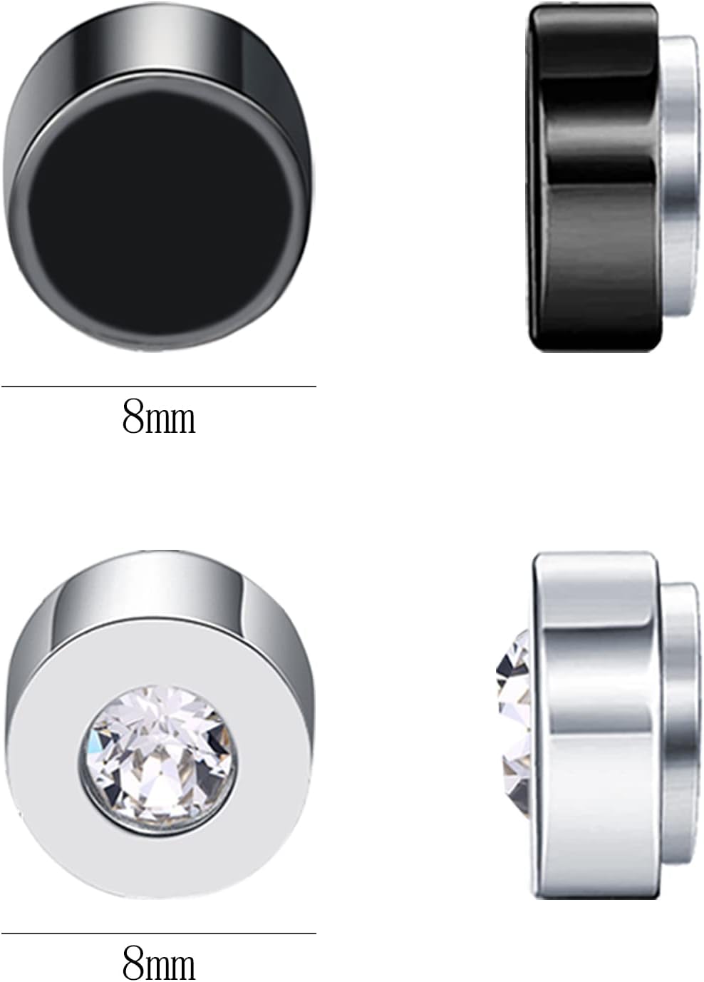 NEWITIN 15 Pairs Magnetic Stud Earrings for Men Clip on Earrings Stainless Steel Magnet Earring Unisex Dangle Cross CZ Hoop Magnetic Stud Earring Set for Men Women