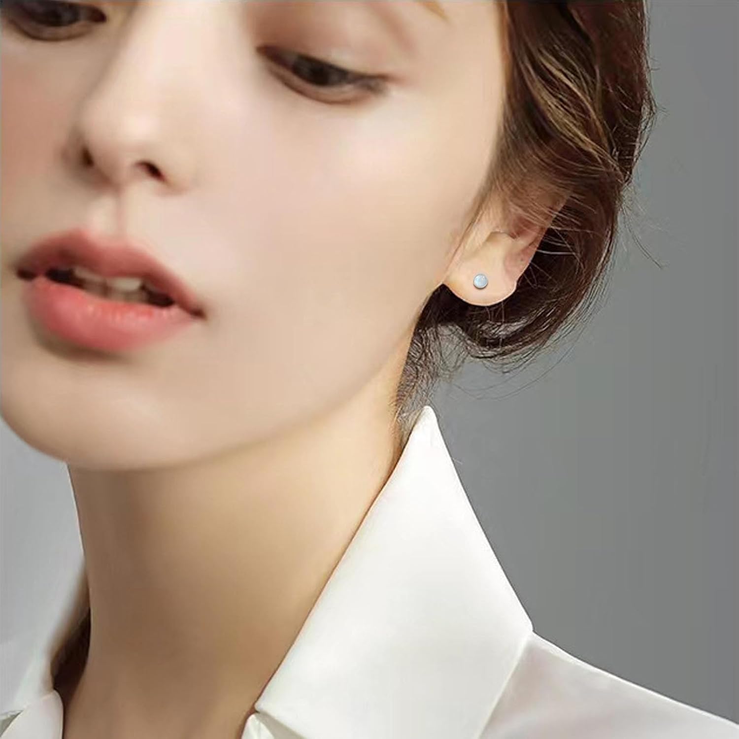 NEWITIN 16 Pairs Screw Back Earrings for Women Hypoallergenic Earring Surgical Steel Stud Earring Flat Back Cubic Zirconia Opal Moonstone Small Stud Earrings for Women