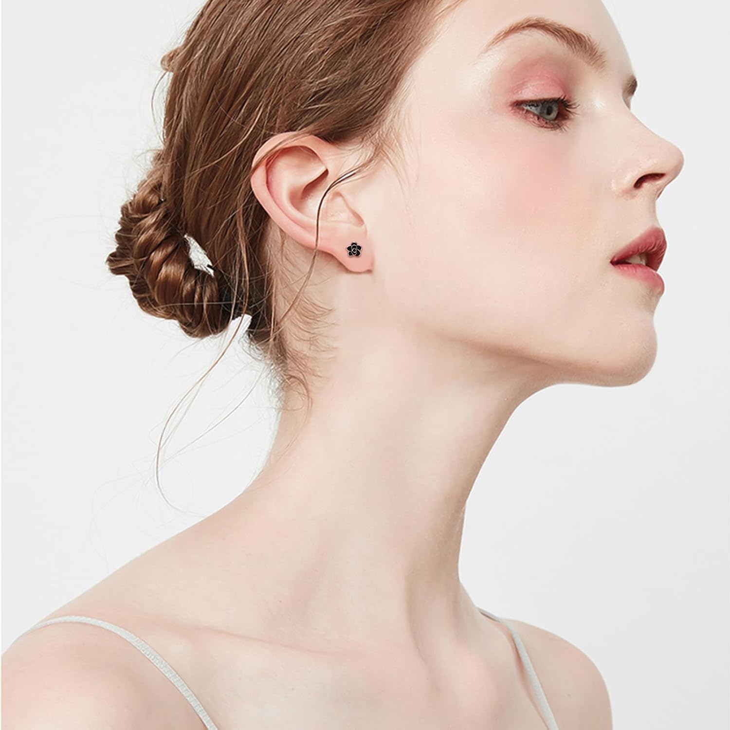 NEWITIN 3 Pairs Flower Earrings for Women Hypoallergenic Earring Cute Ear Studs Cherry Blossom Daisy Rose Flower Stud Earrings for Women
