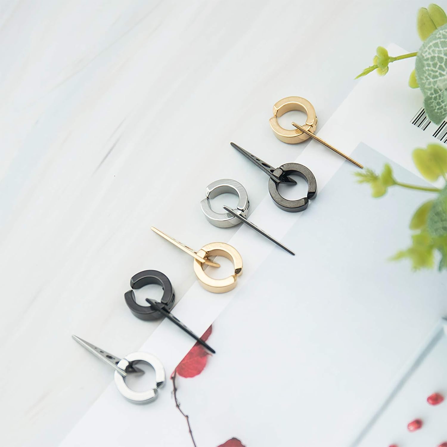 NEWITIN 15 Pairs Magnetic Stud Earrings for Men Clip on Earrings Stainless Steel Magnet Earring Unisex Dangle Cross CZ Hoop Magnetic Stud Earring Set for Men Women