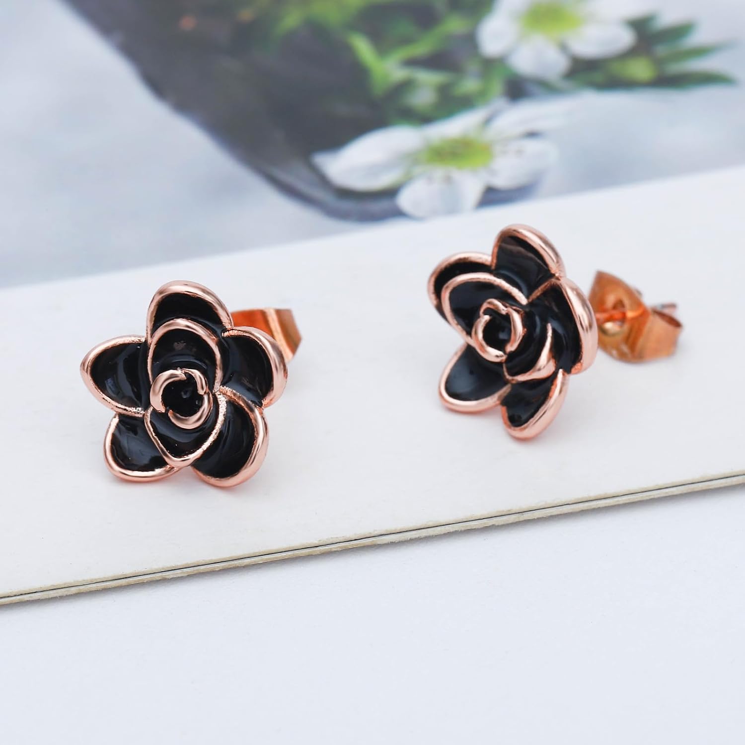 NEWITIN 3 Pairs Flower Earrings for Women Hypoallergenic Earring Cute Ear Studs Cherry Blossom Daisy Rose Flower Stud Earrings for Women
