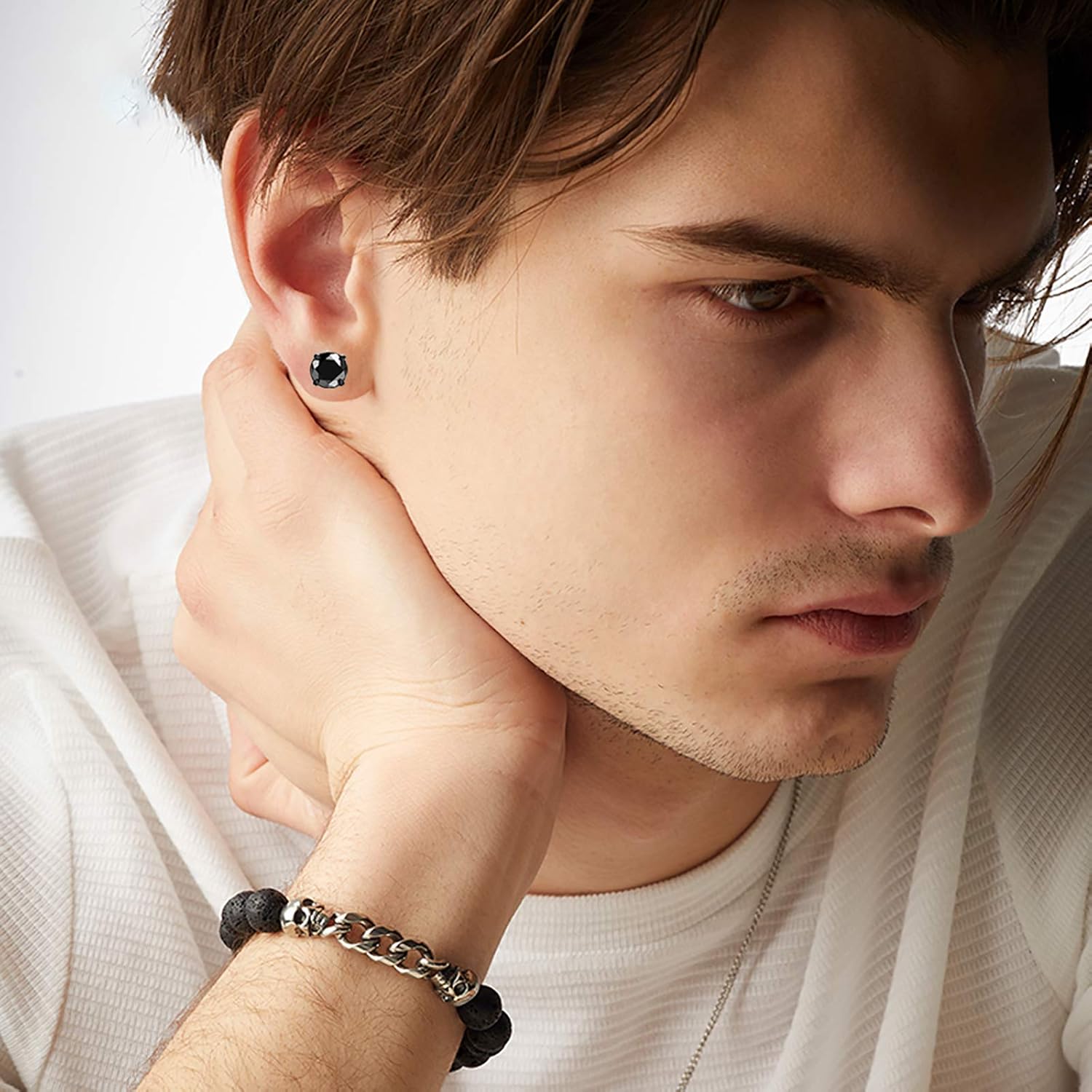 NEWITIN 15 Pairs Magnetic Stud Earrings for Men Clip on Earrings Stainless Steel Magnet Earring Unisex Dangle Cross CZ Hoop Magnetic Stud Earring Set for Men Women