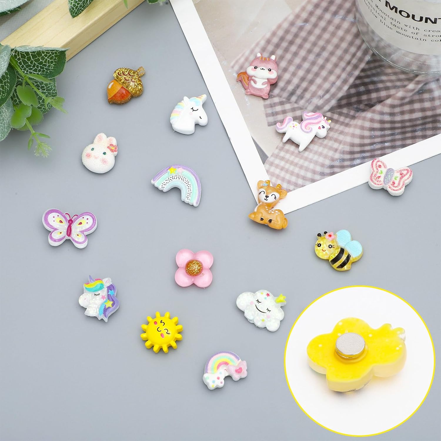 NEWITIN 30 Pairs Magnetic Stud Earrings for Girls Clip on Earring Hypoallergenic Magnet Studs Non Piercing Girls Earring Cute Magnetic Earrings for Kids Women