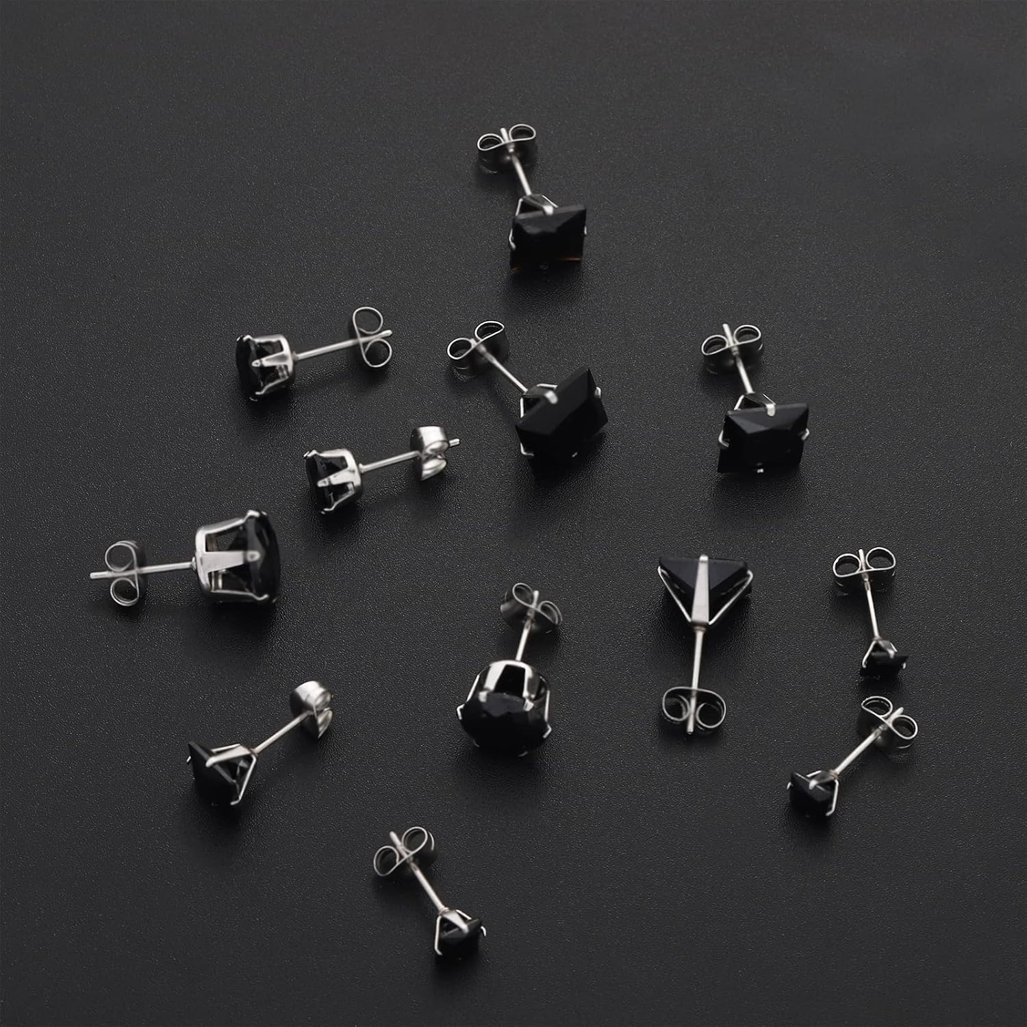 NEWITIN 16 Pairs Screw Back Earrings for Women Hypoallergenic Earring Surgical Steel Stud Earring Flat Back Cubic Zirconia Opal Moonstone Small Stud Earrings for Women
